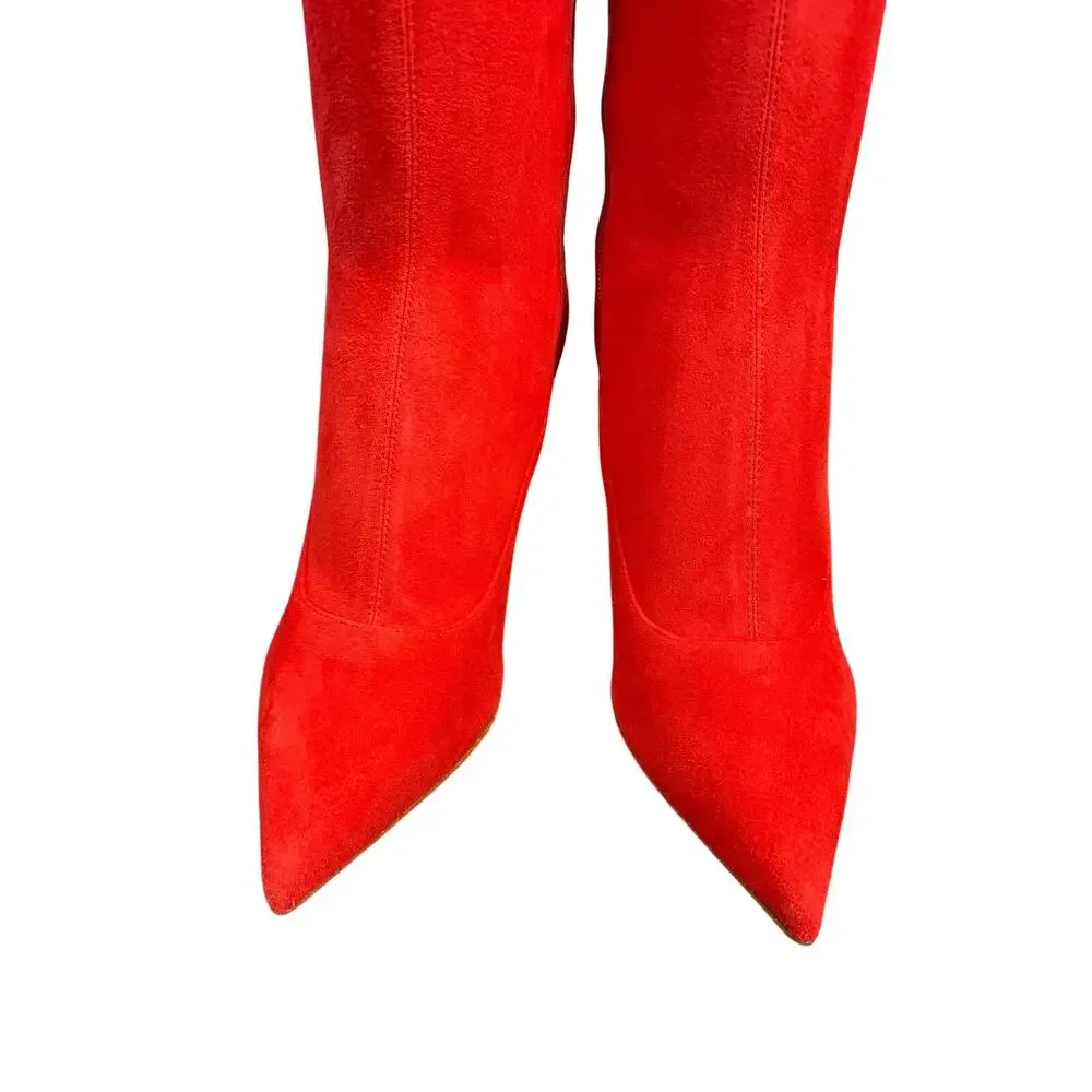 Sergio Rossi Over The Knee Boots Suede Italy Mob Wife Cowgirl Western 6